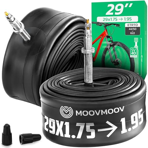 MOOVMOOV Cámara de Aire 29 Pulgadas (Válvula Presta) - para Neumáticos 29x1.75, 29x1.90, 29x1.95 (ETRTO 44-622 a 50-622) - Pack de 2 - Compatible con MTB, Gravel y Bicicleta Eléctrica