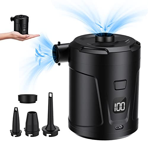 Electric Air Pump, 5200mAh Electric Pump for Inflatables With LED Battery Display, Portable Mini Air Pump Quick Inflate Deflate for Pool Inflatables, Bed Mattresses, etc