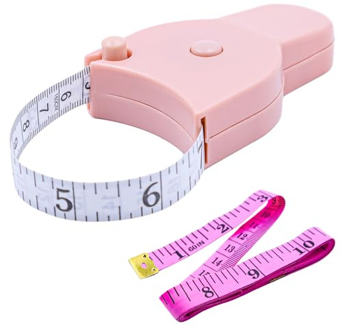 2PCS Tape Measure Body Measuring Tape for Body Measurement, 60inch /150cm Retractable Measuring Tool Self-Tightening Accurate Waist Tape Measure for Fitness, Tailor, Sewing, Clothes