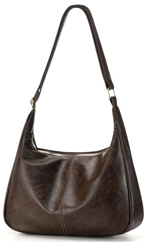 Sightor Hobo Bags for Women Leather Slouchy Bag Ultra Soft Vegan Purse Vintage Shoulder Bag Trendy Everyday Handbag (Coffee)