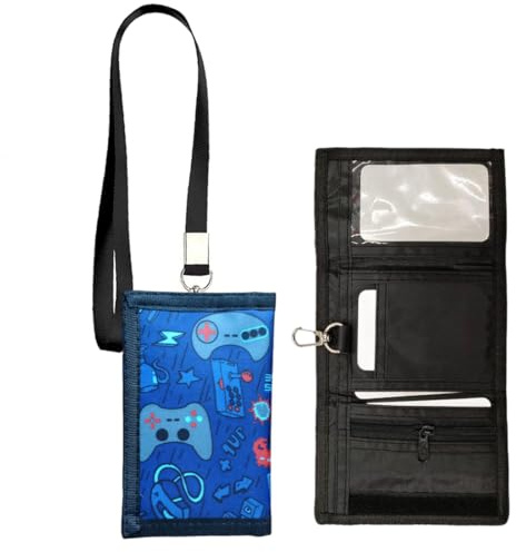 SIRLOMU Portamonete Bambini con Cordino Portafoglio a Tre Ante da Bambini Portafoglio Ragazzo per Moneta Banconota Carte，1 Pezzi Portafoglio per Bambini, Adolescente Regalo