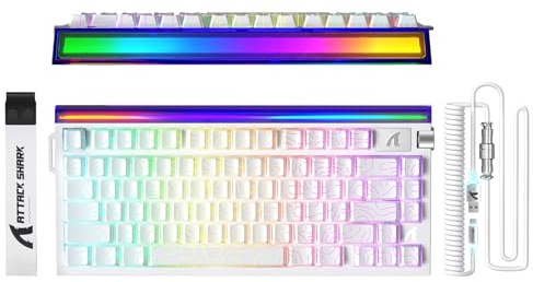 ATTACK SHARK R85 HE Trådat 75% Gaming-tangentbord med C01ULTRA LED-kabel, Magnetiska switchar, 5-lagers dämpningssystem, Multifunktions-programvara, RGB-ljusbox, Ratt, 8000 Hz (Konturvitt)