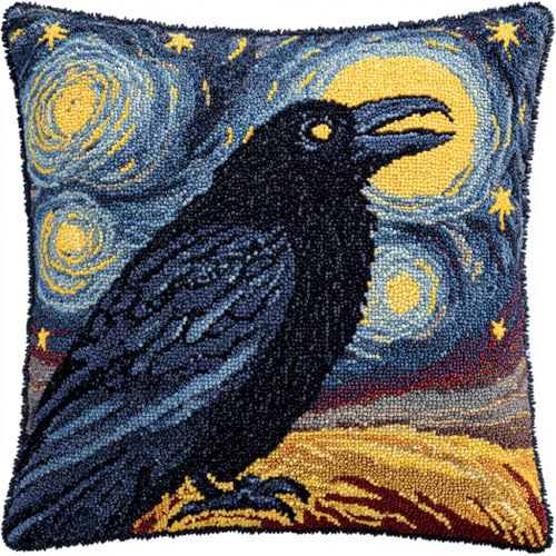 AMBATTERY Kit Cuscino Con Gancio Di Chiusura, Animale Uccello Kit per Cuscini con Chiusura a Gancio Fai Da Te Cuscino Fatto A Mano All'Uncinetto Ricamo,43x43cm