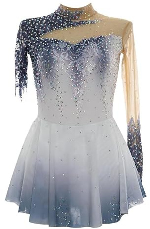 Nnnydjy Abito da Gara di Pattinaggio Artistico per Bambina Abbigliamento da Ginnastica Ritmica Abbigliamento da Danza E Pattinaggio su Ghiaccio Fatto A Mano Body Artistici Elastici,Bianca,M