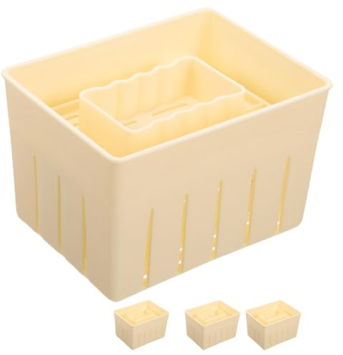 JOINPAYA Pressa per Tofu Fai da Te 4 Pezzi, Stampo per Formaggio Domestico Interno Liscio, Strumento per Preparazione Tofu e Formaggio Fresco, per Cucina Casalinga