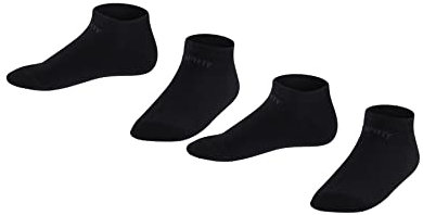 ESPRIT Unisex Kinder Sneakersocken Foot Logo Multipack K Sn Baumwolle kurz einfarbig 2 Paar, Schwarz Black 3000, 31-34