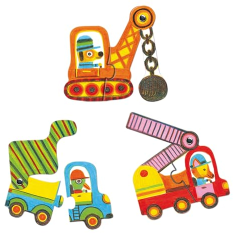 Djeco DJ08170 Lernspiel Puzzle duo - Bewegte Fahrzeuge