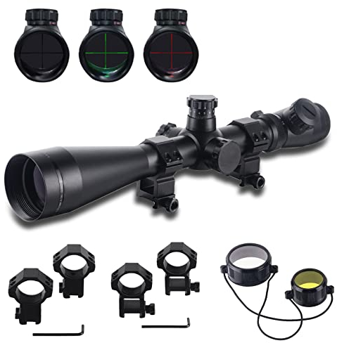 ToopMount Cannocchiale da puntamento tattico 3.5-10X50mm Cannocchiale reticolo rosso verde a 5 livelli con anelli di montaggio su guida da 20mm 11mm per sport all'aria aperta (High Knob)
