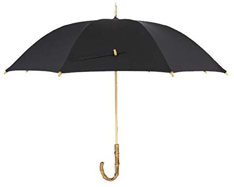 Umbrella Long Handle, Thick Memory Fabric, 0 Light Transmission Surface, With Bamboo Handle, Rain Or Shine, UPF50+, With Portable Protective Cover, Black