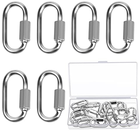 HAMOOM 20STK Ø4mm Karabiner Karabinerhaken Kleiner Kettenglieder Schlüsselanhänger Metall Schraubverbinder Schnellverschluss für Camping Reisen Wandern Klettern 400kg Tragkraft