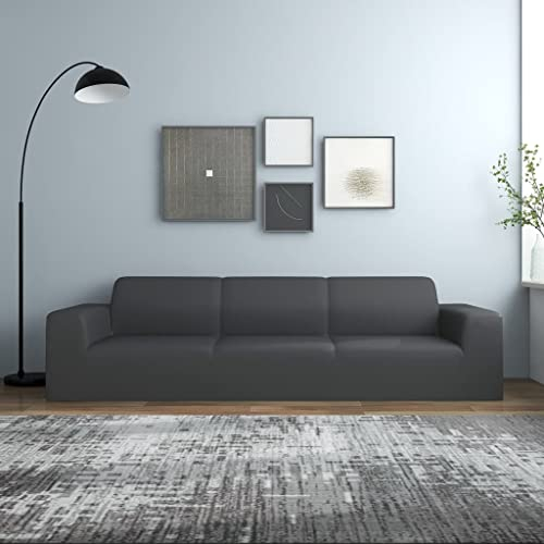 vidaXL Stretch Sofahusse 4-Sitzer Wiederverwendbar Sofabezug Sofa Abdeckung Überwürfe Universal Stretchhusse Sofaschoner Anthrazit Polyester-Jersey