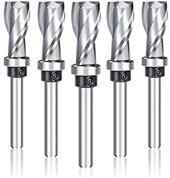 Surface Milling Cutter 1 Piece 6mm Shank Flush Trim Router Bit Pattern Drill Bit with Bottom Bearing Blade Carbide End Mill Wood Mill