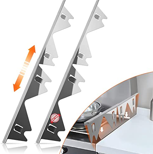Stainless Steel Stove Gap Covers,Stove Gap Filler, Range Trim Kit, Stove Gap Guards, Heat Resistant and Easy to Clean, Easy retractable Length 13.8 to 27.5, Width 0.79,Silver(2PCS)