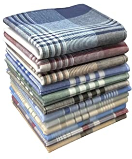 emlstyle Herren Taschentücher 100% Baumwolle Handkerchief mit Karomuster 12 Stück