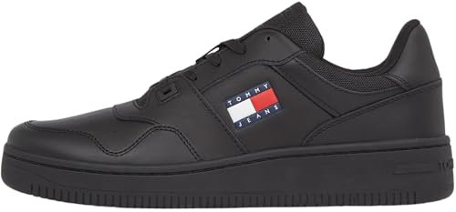 Tommy Jeans Herren Cupsole Sneaker Retro Basket Schuhe, Schwarz (Black), 40