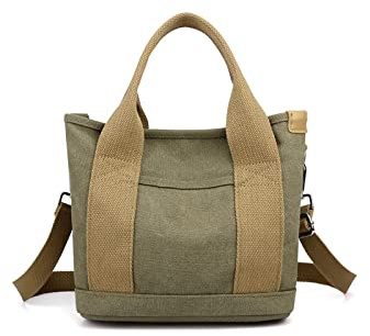 CORIOS Sac à Bandoulière Femme Sac à Main en Toile Petite Capacité Sacs Portés Épaule Occasionnel Sac Hobo Sac Fourre Multifonctionnel Sac Messager pour Fête Voyage Achat Travail Armée Verte