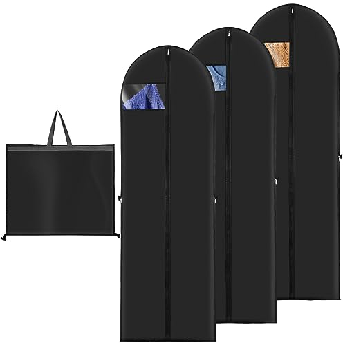 3 Stück Atmungsaktive Kleiderschutzhülle - 180 × 60 cm Premium Kleidersack mit Reißverschluss für Abendkleider, Anzüge & Brautkleider - Staubdicht & Wasserdicht - Ideal für Reise, Lagerung & Transport