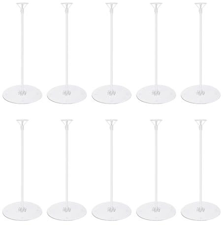 PATIKIL 10 Sets Balloon Stands for Table, 15inch Balloon Sticks with Base Balloon Stand Holder Kit Plastic Balloon Centerpiece Stand for Table Decorations Birthday Wedding Party