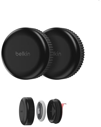 Belkin Waterproof Apple AirTag Secure Holder with Adhesive, Durable Scratch-Resistant AirTag Case, Protective AirTag Keychain Accessory for Skateboard, Trailer, Drone, Bike, & More - Black (2-pack)