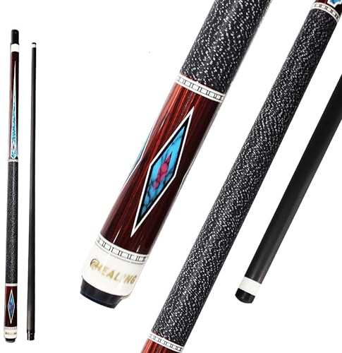 OKHEALING Stecca da biliardo in fibra di carbonio T700 da 12,4 mm, punta multistrato in pelle di maiale XTC, con impugnatura a 1/2 giunto, fatta a mano, dritta, per 8 palline, 9 palline, 538,6-567 g,