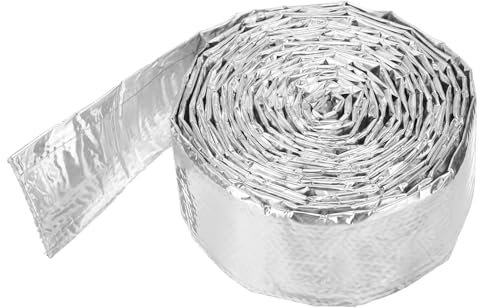 QUARKZMAN Gaine Thermique Aluminisée 15/16 Id X 10,5ft Aluminium Métallique Fibre Verre Gaine Thermique pour Conduites Carburant Câbles Câblage Électrique