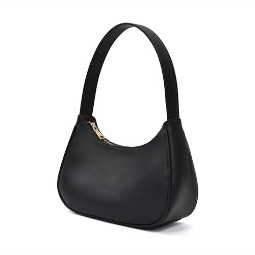 ANGELO Borsa a Spalla da Donna, Hobo Bag Elegante in Pelle PU, Clutch Compatta e Versatile con Manico Comodo e Chiusura a Zip, Borsetta Mezzaluna Piccola per Viaggio, Shopping, Feste (Nero)