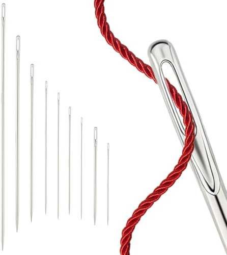 9 Stück Nähnadeln mit Großem Öhr, Handnähnadeln und Stopfnadeln Set, Nähnadeln Großes Öhr für Sticken, Nähen, Kreuzstich, Leder und Handwerk, 7.5/10/12.5/15/20/25/30 CM