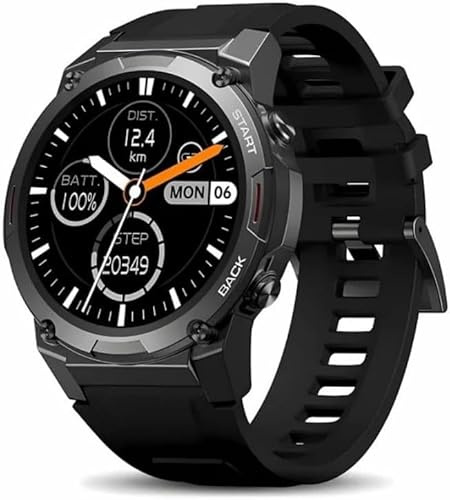 AngLink GOLIAT7PRO Practsmartwatch,1.43 AMOLED mit Herzfrequenzmesser, Schlafanalyse, Zyklustracking & 120+ Sportmodi, IP68 Wasserdicht, Kompatibel mit iOS & Android (Schwarz)