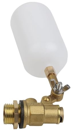 URPIZY Válvula de flotador de 1/2 pulgadas de plástico y latón, ajustable 180° para estanques, bebederos de ganado y acuarios, apagado automático y llenado sin electricidad ni bomba, compatible