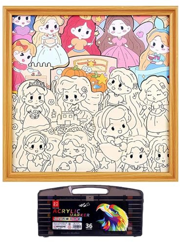 Cadre Photo pour Puzzle | Cadre Photo pour Filles avec marqueurs, Blocs de Construction Peints à la Main, pour , Cadeau d'anniversaire, Noël, Chambre à Coucher, Salle de Classe, école