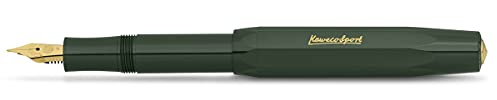 Kaweco CLASSIC SPORT Füllhalter Green mit vergoldeter Edelstahlfeder und Iridiumspitze für Tintenpatronen I Füllfederhalter 13 cm I Füller in Grün I Federbreite: B (Breit)