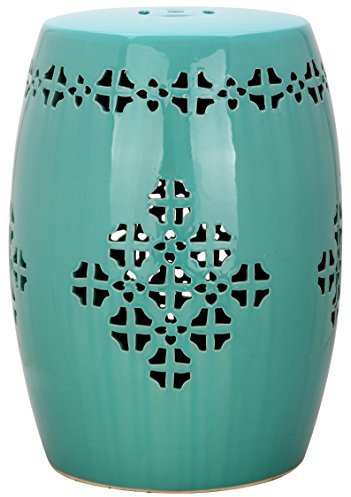 Safavieh Quatrefoil Ceramic Decorative Garden Stool, Light Blue