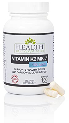 Health As It Ought To Be Vitamin K2 MK-7 150 mcg Supplement – Supports Bone and Cardiovascular Health – Soy-Free, Works with Vitamin D3 – 100 Capsules