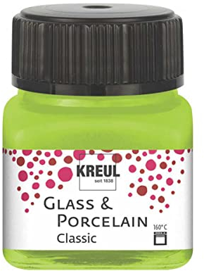 KREUL 16221 - Glass & Porcelain Classic maigrün, im 20 ml Glas, brillante Glas- und Porzellanmalfarbe auf Wasserbasis, schnelltrocknend, deckend