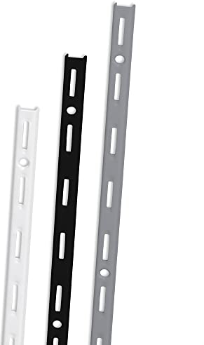 ib style - 2X Wandschiene Single | Einreihiges System mit 50 mm Raster | 5 Abmessungen | Länge 2 m Weiss | Wanndleiste aus Stahl für Regalsysteme