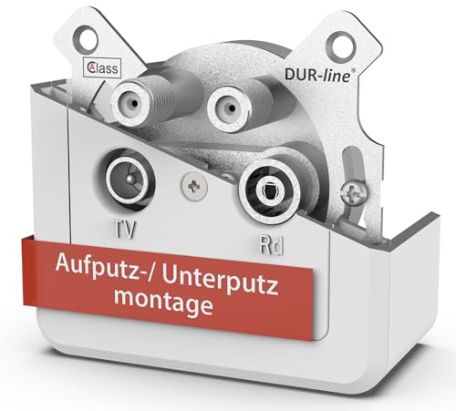 DUR-line Antennendose 4-loch SAT | Kabelfernsehen | DVB-T | Radio | Unicable für Aufputz und Unterputz geeignet (Enddose, digitaltauglich)