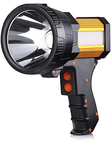 BUYSIGHT Rechargeable Spotlight,Spot Lights Hand held High lumens Large Flashlight Handheld Spotlight Lightweight and Super Bright Flashlight (Aluminium_Alloy Golden)