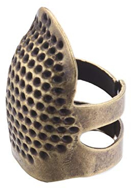 EXCEART Dedal De Costura Ajustable De LatóN Protector De Dedos Antideslizante Para Coser a Mano Herramienta Vintage Para Manualidades ReparacióN De Cuero Y Lona Accesorios De Costura Diy