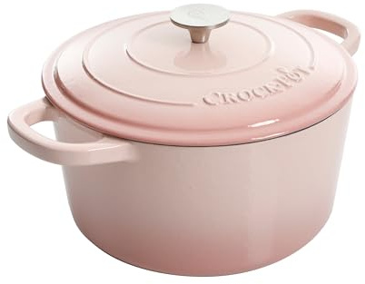 Crock-Pot Artisan Round Enameled Cast Iron Dutch Oven, 7-Quart, Blush Pink