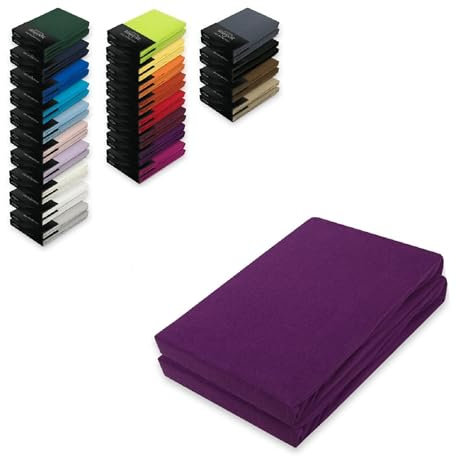 EXKLUSIV HEIMTEXTIL Doppelpack Jersey Spannbettlaken 90-100 x 200 cm Lila