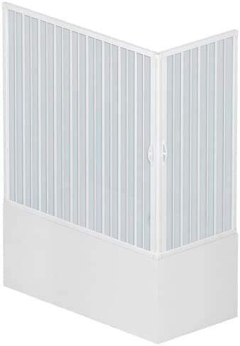 Box Doccia per Vasca Sopravasca A Soffietto 2 Lati Apertura Angolare Riducibile Colore Bianco Pastello Modello Simply (70x170)