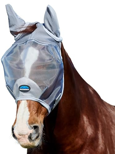 WeatherBeeta ComFiTec Durable Mesh Fly Mask with Ears, Grey, Large