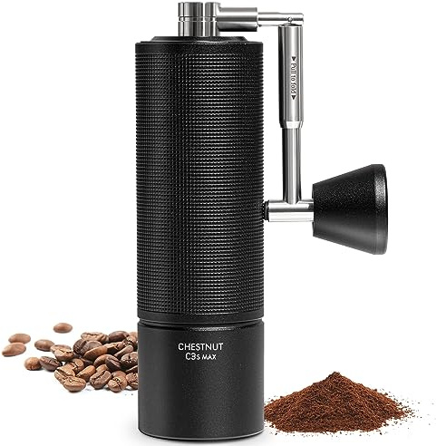 TIMEMORE Chestnut C3S Max, Coffee Grinder Manual, Upgrade Integrated All-Metal Body, Hand Coffee Grinder with Folding Handle, for Espresso to French Press, Black