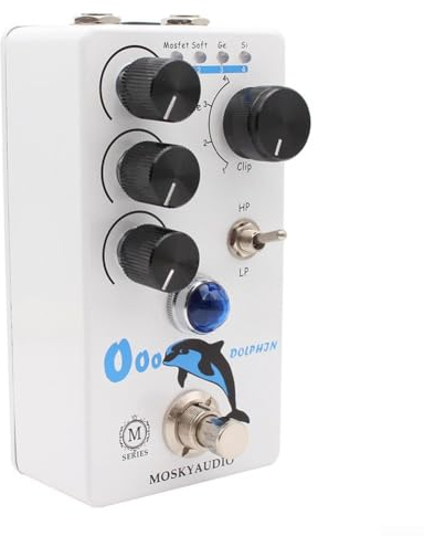 E-Gitarren-Effektpedal Mosky für Dolphin Distortion Overdrive, Fulltone OCD Schaltung, Lautstärke/Ton/Drive-Regler, HP/LP-Kippschalter, 4 Modi-Auswahlknopf, MOSFET/SOFT/GE/Si Clipping