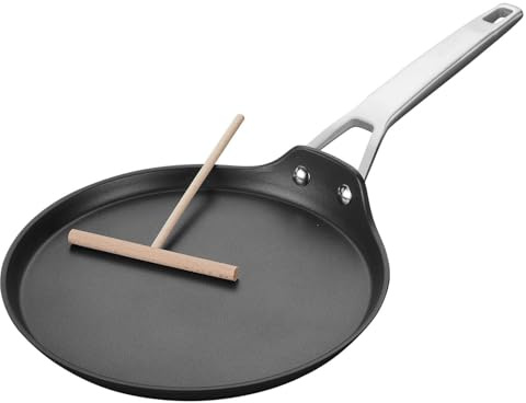 MsMk Crepe Pan with Spreader, 8 Inch Titanium and Ceramic Nonstick Flat Skillet Tortilla Egg Pan, Induction Compatible, PFOA Free, Oven Safe to 700°F