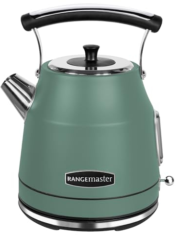 Rangemaster RMCLDK201MG Mineral Green Cordless Electric 1.7L 3kW Classic Kettle with Quick & Quiet Boil, Boil Dry Protection & 2 Year Guarantee