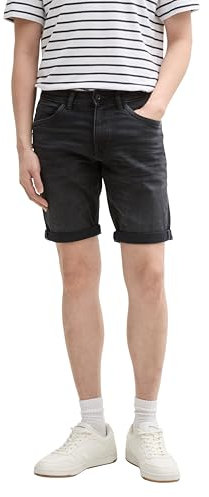 TOM TAILOR TTJOSH Regular Slim Jeans Shorts, Used Dark Stone Blue Denim, 32