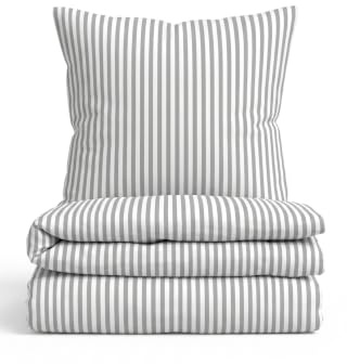 Traumhaft schlafen - Castell - Markenbettwäsche Jersey Bettwäsche 135x200 cm grau | 2-teilig mit Kissenbezug 80x80 cm | 100% Baumwolle | elastisch & weich | Reißverschluss | Streifen | Modell 0070731