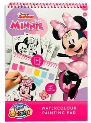 Disney Junior Minnie Mouse - Libro de Pintura con Agua - 24 Dibujos Mágicos - Pincel Incluido - Actividad Creativa para Niños 3+ Años (MM24355)