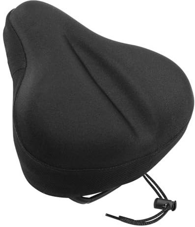 Bike Seat Cushion, Comfortable Bicycle Saddle Cover for Indoor and Outdoor Cycling, Padded Gel Cover for Exercise, Mountain & Road Bikes, Universal Fit for Peloton & Stationary Bikes (Black-L)